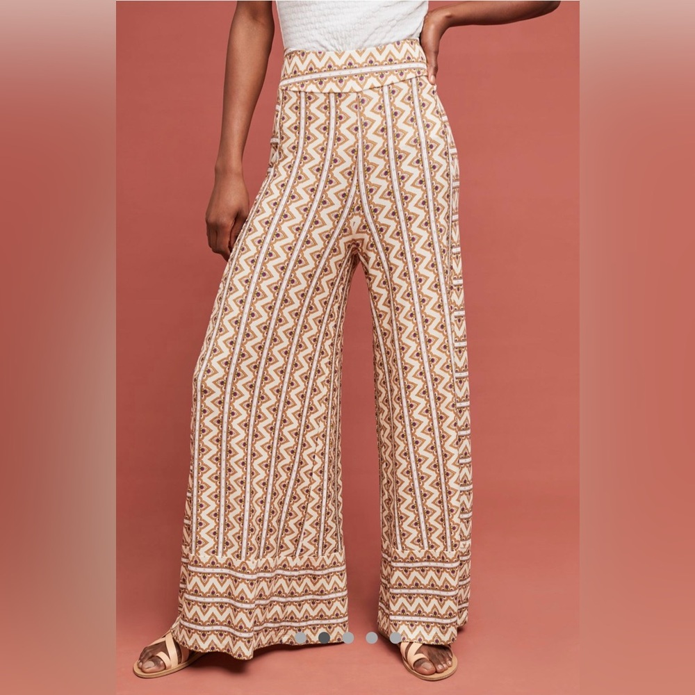 Farm Rio for Anthropologie Patterned Wide Leg Pants Size Small